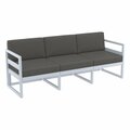 Fine-Line Mykonos Patio Sofa with Sunbrella Charcoal Cushion; Silver & Gray FI2848056